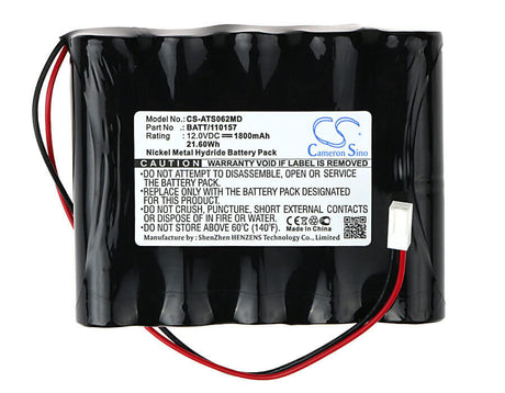 12.0V, Ni-MH, 1800mAh, Medical battery fits Atmos, 120157, Aspirateur Mucosite Atmolit16n, Atmolit N, 21.60Wh Medical Cameron Sino Technology Limited (Medical)