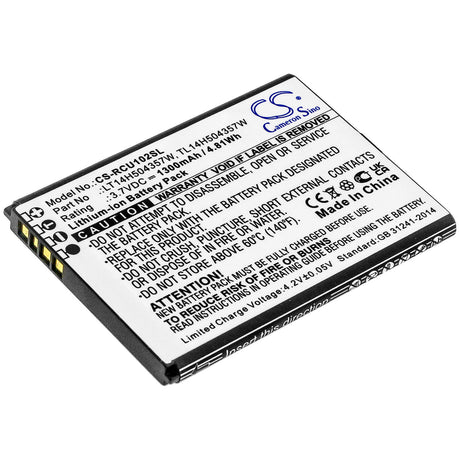3.7V, Li-ion, 1300mAh, SmartPhone battery fits At&t, Cricket, Cingular, Lt14h504357w, Flip Iv, U102aa, 4.81Wh Mobile, SmartPhone Cameron Sino Technology Limited (Smartphone)
