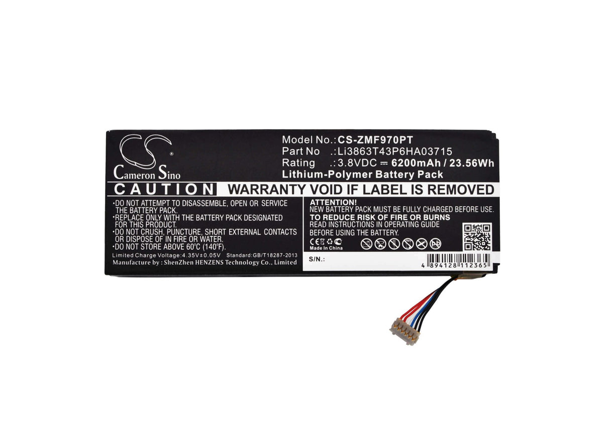 3.8V, Li-Polymer, 6200mAh, Projector battery fits At&t, Verizon, Zte, Li3863t43p6ha03715, S Pro 2, Spro2, 23.56Wh Projector Cameron Sino Technology Limited