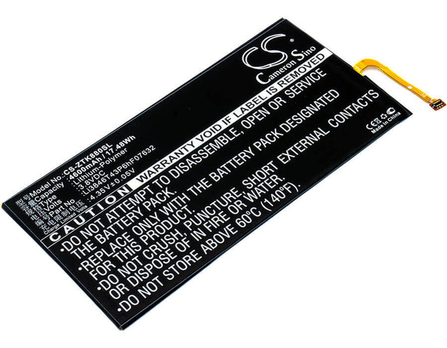 3.8V, Li-Polymer, 4600mAh, Tablet battery fits At&t, Zte, Li3846t43p6hf07632, Trek 2 Hd, Trek 2 Hd Lte, 17.48Wh Tablet Cameron Sino Technology Limited