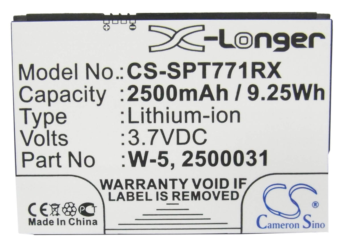 3.7V, Li-ion, 2500mAh, Hotspot battery fits Netgear, Sprint, At&t, 2500031, Unite, Unite-344b, 9.25Wh Hotspot Cameron Sino Technology Limited