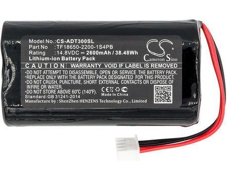 14.8V, Li-ion, 2600mAh, Speaker battery fits Audio Pro, Tf18650-2200-1s4pb, Addon T10, Addon T3, 38.48Wh Speaker Cameron Sino Technology Limited