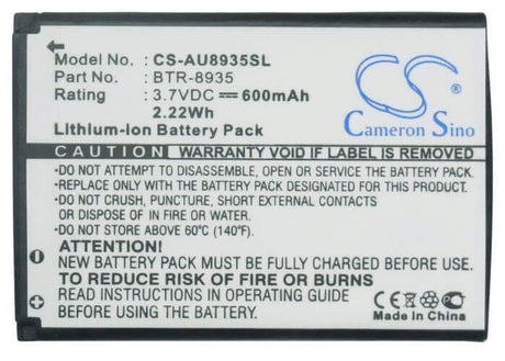 3.7V, Li-ion, 600mAh, SmartPhone battery fits Audiovox, Btr-8935, Cdm-8935, Cdm-8935 Mini, 2.22Wh Mobile, SmartPhone Cameron Sino Technology Limited (Suspended)
