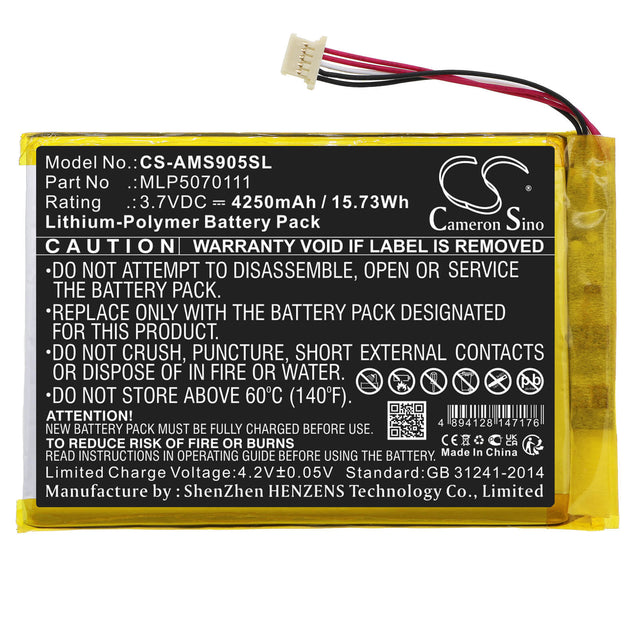 3.7V, Li-Polymer, 4250mAh, Diagnostic Scanner battery fits Autel, Mlp5070111, Ds808, Ds808k, 15.73Wh Diagnostic Scanner Cameron Sino Technology Limited