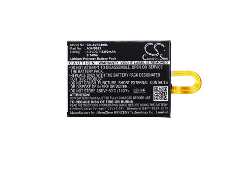 3.8V, Li-Polymer, 2300mAh, SmartPhone battery fits Avus, A34/b022, A34, 8.74Wh Mobile, SmartPhone Cameron Sino Technology Limited (Smartphone)