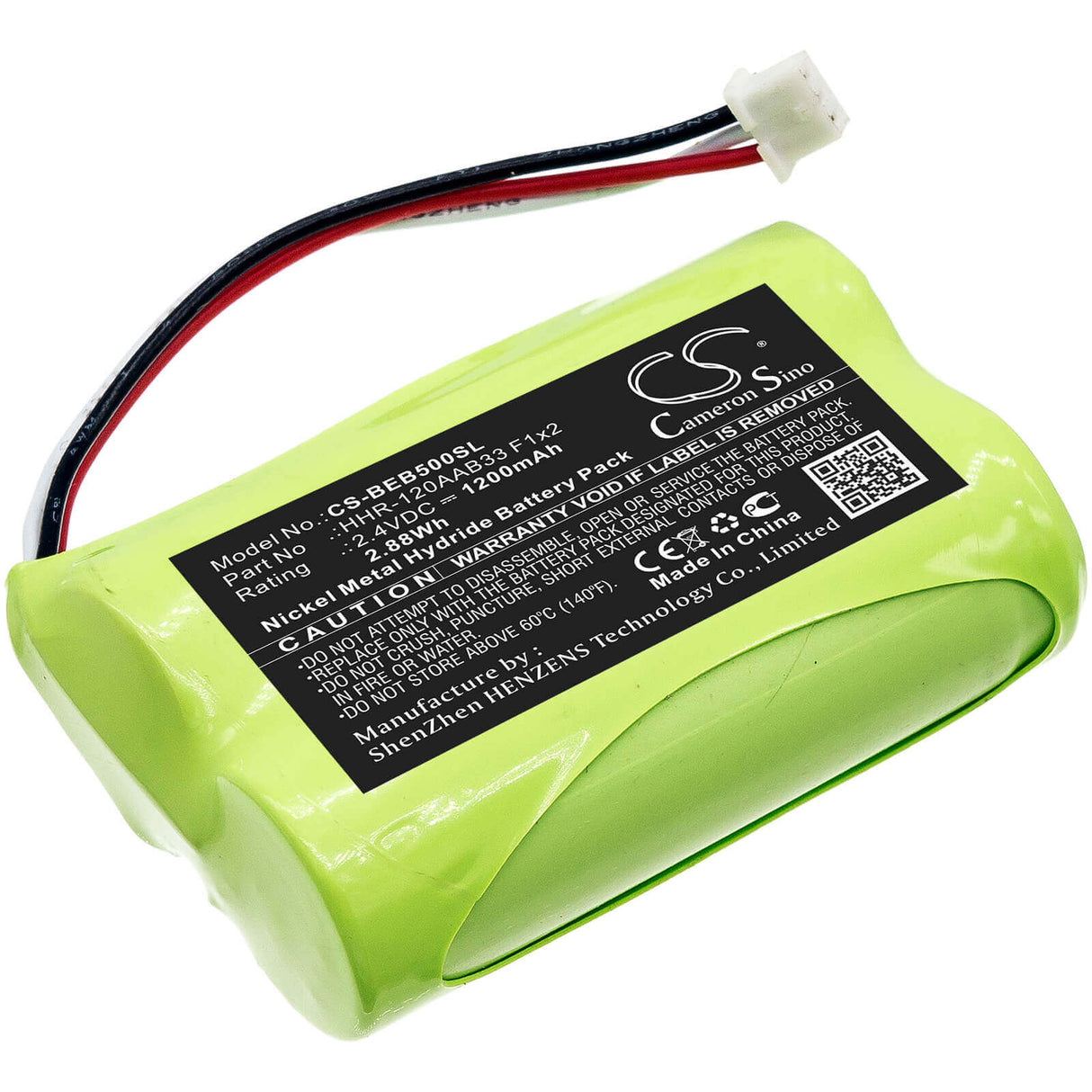 2.4V, Ni-MH, 1200mAh, Remote Control battery fits Bang & Olufsen, Beo5, Beo6, 2.88Wh Remote Control Cameron Sino Technology Limited