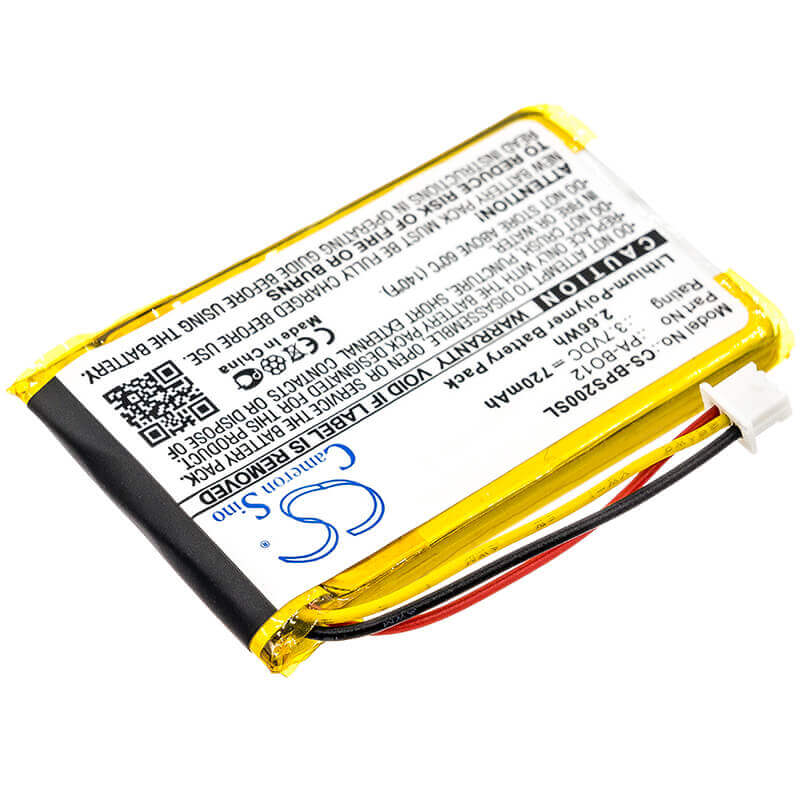 3.7V, Li-Polymer, 720mAh, Headset battery fits Bang & Olufsen, Pa-bo12, Beosound 2, 2.66Wh Wireless Headset Cameron Sino Technology Limited