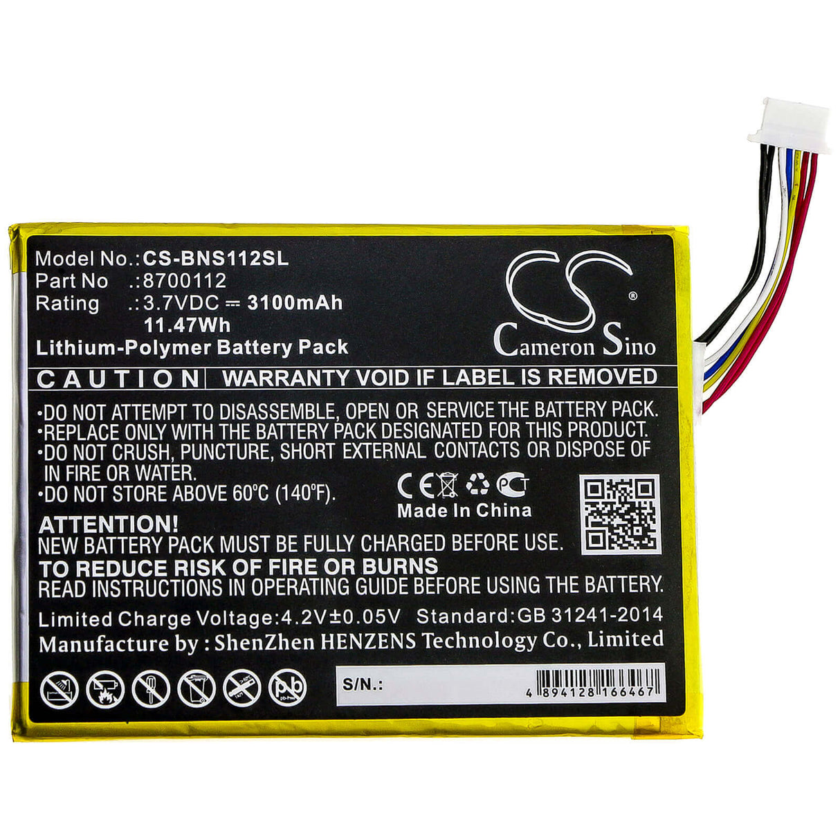 3.7V, Li-Polymer, 3100mAh, Speaker battery fits Bang & Olufsen, Beosound Moment, 11.47Wh Speaker Cameron Sino Technology Limited