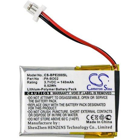 3.7V, Li-Polymer, 140mAh, Headset battery fits Bang & Olufsen, Pa-bo02, Earset 2, 0.52Wh Wireless Headset Cameron Sino Technology Limited
