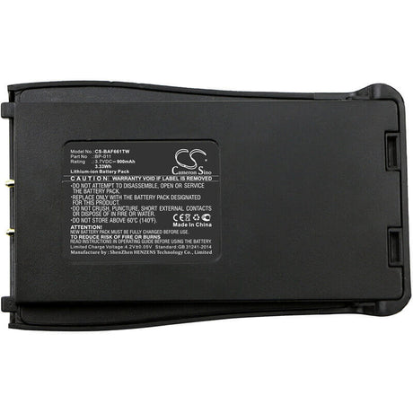3.7V, Li-ion, 900mAh, Two-Way Radio battery fits Retevis, Baofeng, Bl-1, Bf-666s, Bf-666-s, 3.33Wh Two-Way Radio Cameron Sino Technology Limited