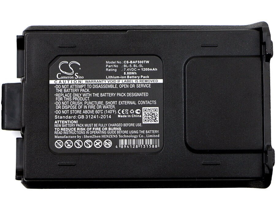 7.4V, Li-ion, 1200mAh, Two-Way Radio battery fits Baofeng, Bl-5, Bf-f8 Plus, Bf-f8+, 8.88Wh Two-Way Radio Cameron Sino Technology Limited