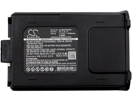7.4V, Li-ion, 1200mAh, Two-Way Radio battery fits Baofeng, Bl-5, Bf-f8 Plus, Bf-f8+, 8.88Wh Two-Way Radio Cameron Sino Technology Limited