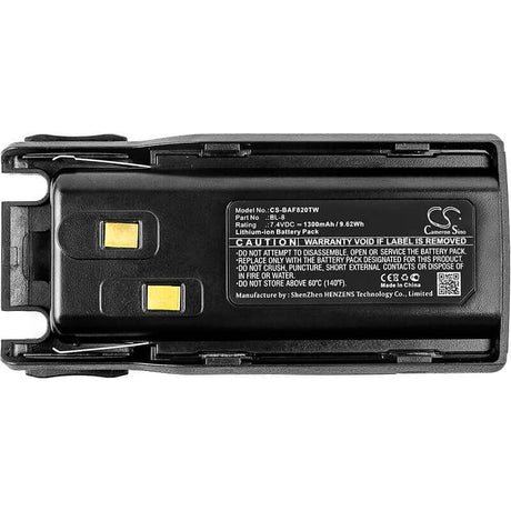 7.4V, Li-ion, 1300mAh, Two-Way Radio battery fits Baofeng, Bl-8, Uv-82, Uv-82c, 9.62Wh Two-Way Radio Cameron Sino Technology Limited