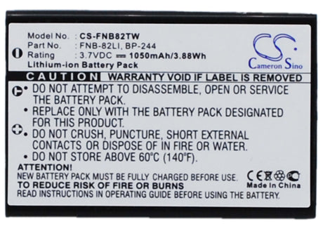 3.7V, Li-ion, 1050mAh, Two-Way Radio battery fits Baofeng, Vertex, Icom, Yaesu, Kenwood, Bc-8260, Uv-100, Uv-200, 3.89Wh Two-Way Radio Cameron Sino Technology Limited