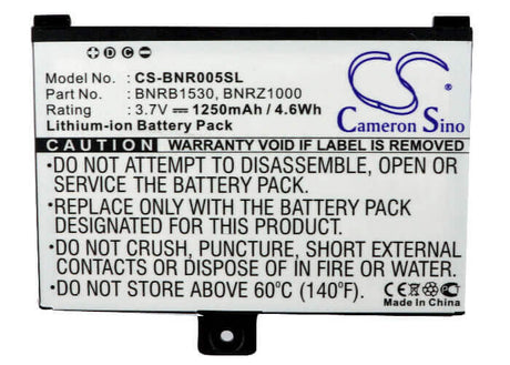3.7V, Li-ion, 1250mAh, E-book, E-reader battery fits Barnes & Noble, 9875521, 5, Bnrv100, 4.63Wh E-book, E-reader Cameron Sino Technology Limited
