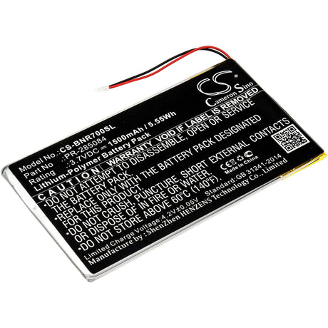 3.7V, Li-Polymer, 1500mAh, Tablet battery fits Barnes & Noble, Pr-285084, Bnrv700, Glowlight Plus 7.8, 5.55Wh Tablet Cameron Sino Technology Limited