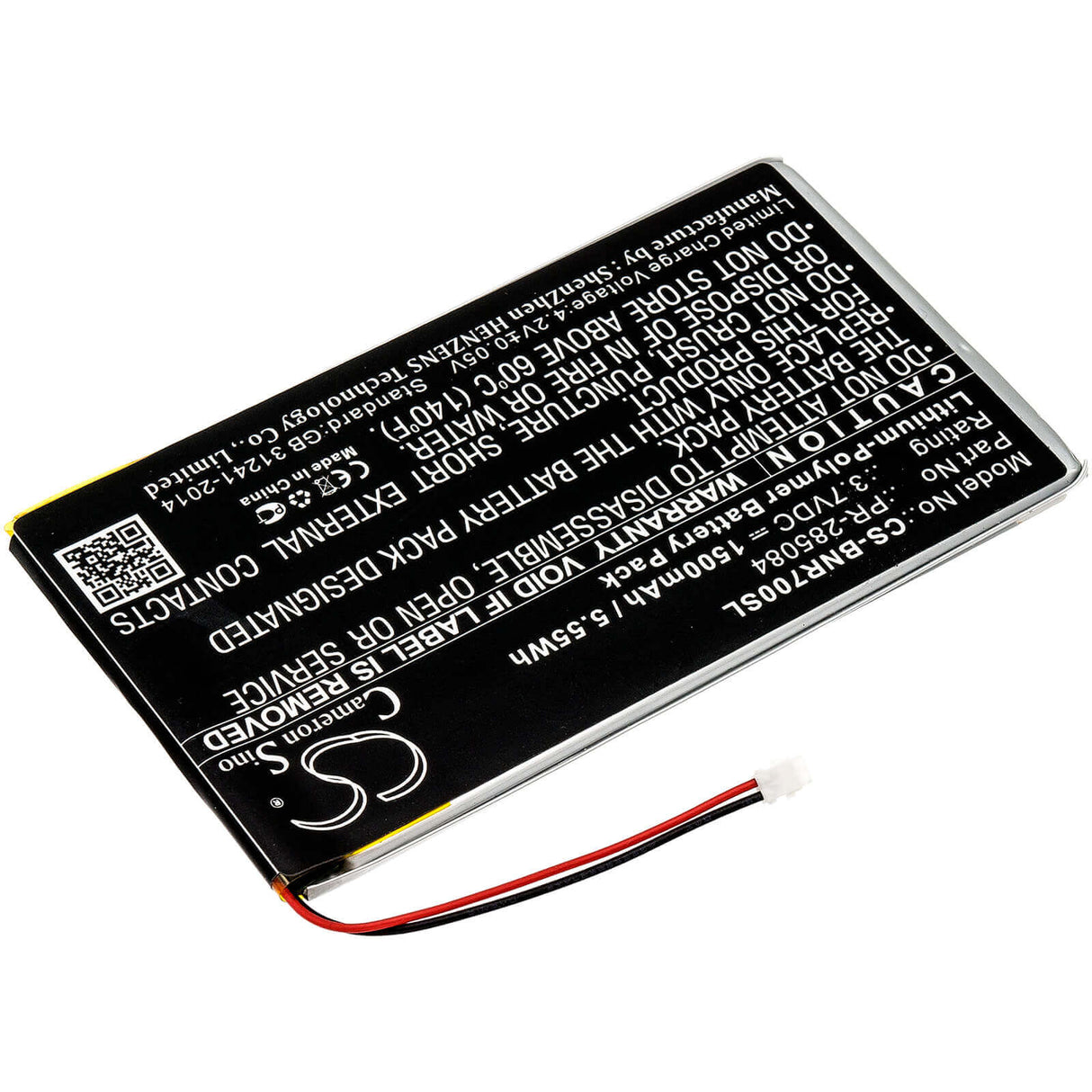 3.7V, Li-Polymer, 1500mAh, Tablet battery fits Barnes & Noble, Pr-285084, Bnrv700, Glowlight Plus 7.8, 5.55Wh Tablet Cameron Sino Technology Limited