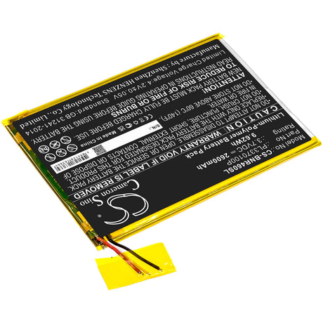 3.7V, Li-Polymer, 2600mAh, Tablet battery fits Barnes & Noble, Pl3370100p, Bntv450, Bntv460, 9.62Wh Tablet Cameron Sino Technology Limited