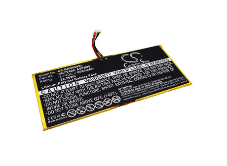 3.7V, Li-Polymer, 6000mAh, Tablet battery fits Barnes & Noble, Avpb00, Bntv600, Nook Hd+ Plus, 22.20Wh Tablet Cameron Sino Technology Limited