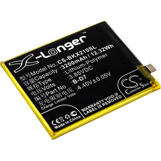 3.85V, Li-Polymer, 3200mAh, SmartPhone battery fits Bbk, Vivo, B-d7, 1725, 1728, 12.32Wh Mobile, SmartPhone Cameron Sino Technology Limited (Smartphone)