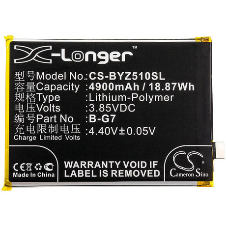 3.85V, Li-Polymer, 4900mAh, SmartPhone battery fits Bbk, Vivo, B-g7, 1951, V1911a, 18.87Wh Mobile, SmartPhone Cameron Sino Technology Limited (Smartphone)