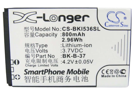 3.7V, Li-ion, 800mAh, SmartPhone battery fits Bbk, Bk-b-37, I536, 2.96Wh Mobile, SmartPhone Cameron Sino Technology Limited (Suspended)