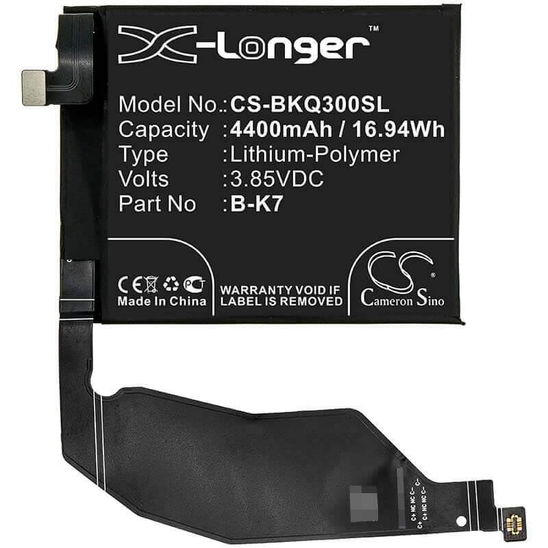 3.85V, Li-Polymer, 4400mAh, SmartPhone battery fits Bbk, Vivo, B-k7, Iqoo 3, Iqoo 3 5g, 16.94Wh Mobile, SmartPhone Cameron Sino Technology Limited (Smartphone)