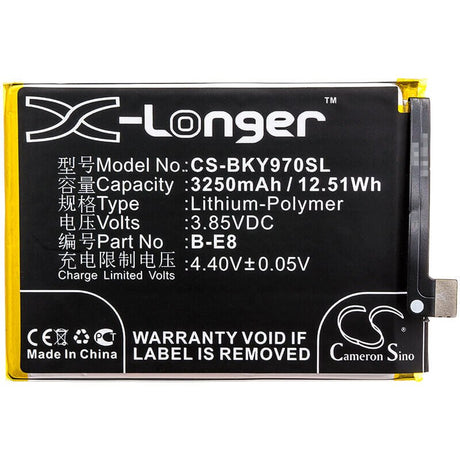 3.85V, Li-Polymer, 3250mAh, SmartPhone battery fits Vivo, Bbk, B-e8, V1813, V1813a, 12.51Wh Mobile, SmartPhone Cameron Sino Technology Limited (Smartphone)
