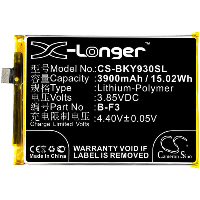 3.85V, Li-Polymer, 3900mAh, SmartPhone battery fits Bbk, Vivo, B-f3, V1815, V1818c, 15.02Wh Mobile, SmartPhone Cameron Sino Technology Limited (Smartphone)