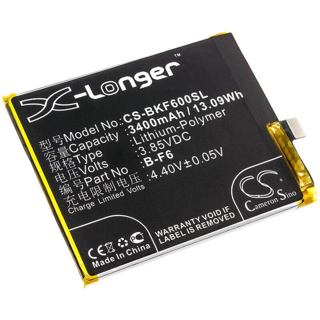3.85V, Li-Polymer, 3400mAh, SmartPhone battery fits Vivo, Bbk, B-f6, V1821, Vivo Nex, 13.09Wh Mobile, SmartPhone Cameron Sino Technology Limited (Smartphone)