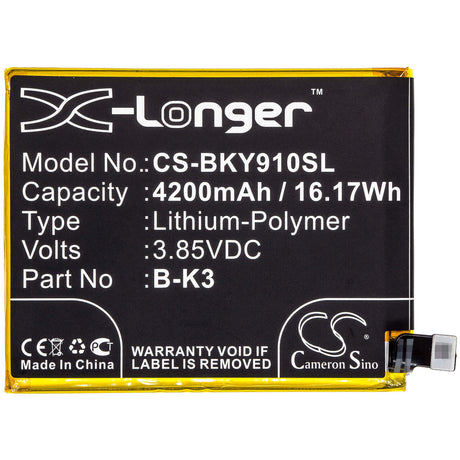 3.85V, Li-Polymer, 4200mAh, SmartPhone battery fits Vivo, Bbk, B-k3, V1945a, V1945t, 16.17Wh Mobile, SmartPhone Cameron Sino Technology Limited (Smartphone)