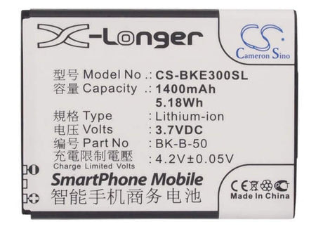 3.7V, Li-ion, 1400mAh, SmartPhone battery fits Bbk, Bk-b-50, Vivo E3, Vivo E3t, 5.18Wh Mobile, SmartPhone Cameron Sino Technology Limited (Suspended)