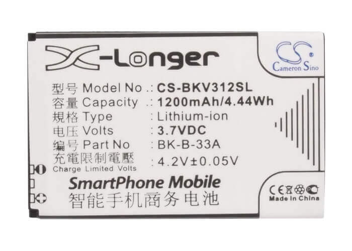 3.7V, Li-ion, 1200mAh, SmartPhone battery fits Bbk, Bk-b-33a, Vivo K302, Vivo K302+, 4.44Wh Mobile, SmartPhone Cameron Sino Technology Limited (Smartphone)