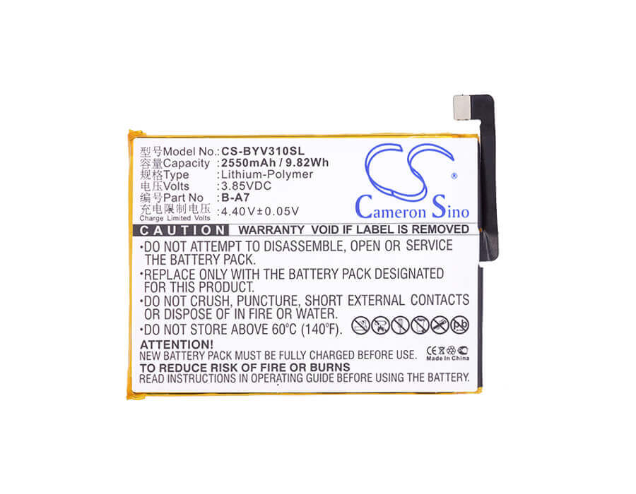 3.85V, Li-Polymer, 2550mAh, SmartPhone battery fits Bbk, B-a7, Vivo V3 A, Vivo V3m A, 9.82Wh Mobile, SmartPhone Cameron Sino Technology Limited (Suspended)