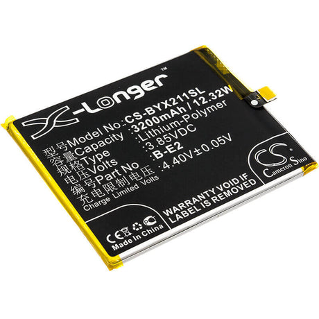 3.85V, Li-Polymer, 3200mAh, SmartPhone battery fits Bbk, Vivo, B-e2, Vivo X21i, Vivo X21i Dual Sim, 12.32Wh Mobile, SmartPhone Cameron Sino Technology Limited (Smartphone)