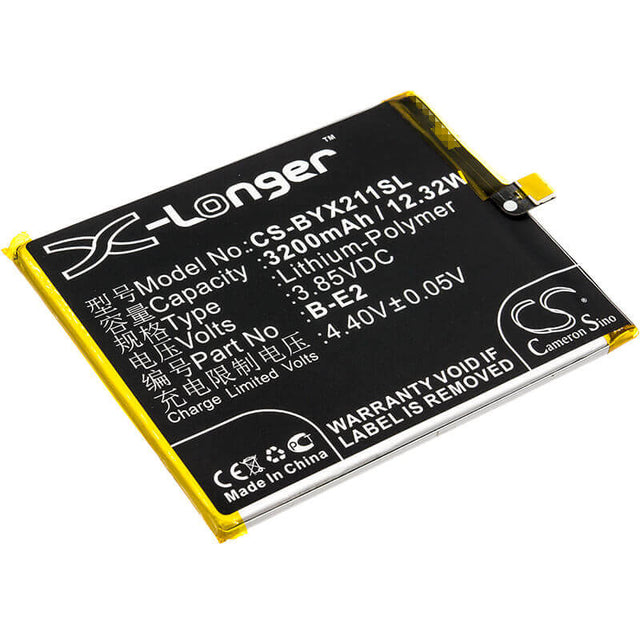 3.85V, Li-Polymer, 3200mAh, SmartPhone battery fits Bbk, Vivo, B-e2, Vivo X21i, Vivo X21i Dual Sim, 12.32Wh Mobile, SmartPhone Cameron Sino Technology Limited (Smartphone)
