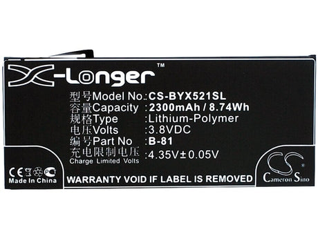 3.8V, Li-Polymer, 2300mAh, SmartPhone battery fits Bbk, B-81, Vivo X5 Pro, Vivo X5pro, 8.74Wh Mobile, SmartPhone Cameron Sino Technology Limited (Smartphone)