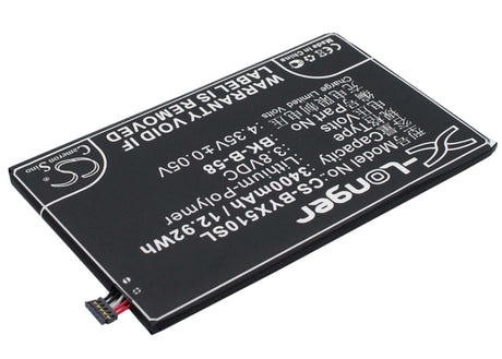 3.8V, Li-Polymer, 3400mAh, SmartPhone battery fits Bbk, Bk-b-58, Vivo X510t, Vivo X510w, 12.92Wh Mobile, SmartPhone Cameron Sino Technology Limited (Smartphone)