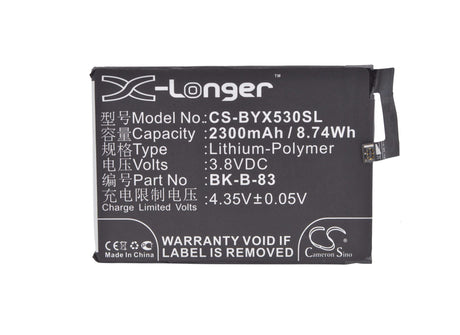 3.8V, Li-Polymer, 2300mAh, SmartPhone battery fits Bbk, B-83, Vivo X5m, Vivo X5m 4g Dual Sim, 8.74Wh Mobile, SmartPhone Cameron Sino Technology Limited (Smartphone)