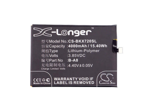 3.85V, Li-Polymer, 4000mAh, SmartPhone battery fits Bbk, B-a8, Vivo X7 Plus, Vivo X7 Plus Dual Sim, 15.4Wh Mobile, SmartPhone Cameron Sino Technology Limited (Suspended)