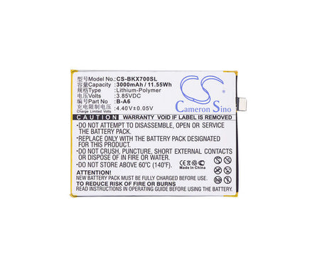 3.85V, Li-Polymer, 3000mAh, SmartPhone battery fits Bbk, Vivo, B-a6, Vivo X7, Vivo X7 Dual Sim, 11.55Wh Mobile, SmartPhone Cameron Sino Technology Limited (Smartphone)