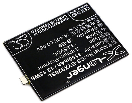 3.85V, Li-Polymer, 3150mAh, SmartPhone battery fits Bbk, Vivo, B-b9, Vivo X9i, 12.13Wh Mobile, SmartPhone Cameron Sino Technology Limited (Smartphone)