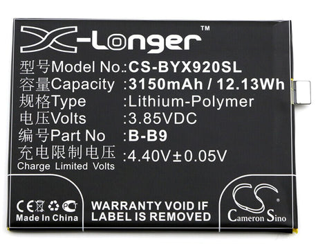 3.85V, Li-Polymer, 3150mAh, SmartPhone battery fits Bbk, Vivo, B-b9, Vivo X9i, 12.13Wh Mobile, SmartPhone Cameron Sino Technology Limited (Smartphone)