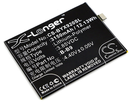 3.85V, Li-Polymer, 3150mAh, SmartPhone battery fits Bbk, Vivo, B-b9, Vivo X9i, 12.13Wh Mobile, SmartPhone Cameron Sino Technology Limited (Smartphone)