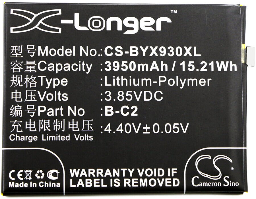 3.85V, Li-Polymer, 3950mAh, SmartPhone battery fits Vivo, Bbk, B-c2, Vivo X9s Plus, 15.21Wh Mobile, SmartPhone Cameron Sino Technology Limited (Smartphone)