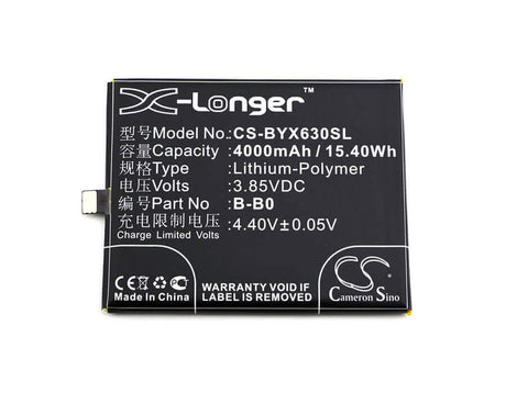 3.85V, Li-Polymer, 4000mAh, SmartPhone battery fits Bbk, Vivo, B-b0, Vivo Xplay 6, Vivo Xplay 6 Dual Sim, 15.4Wh Mobile, SmartPhone Cameron Sino Technology Limited (Smartphone)
