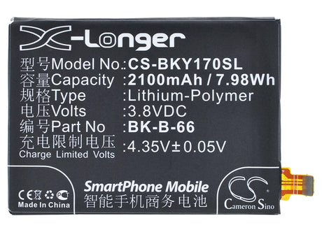3.8V, Li-Polymer, 2100mAh, SmartPhone battery fits Bbk, Bk-b-66, Vivo Y17, Vivo Y17t, 7.98Wh Mobile, SmartPhone Cameron Sino Technology Limited (Smartphone)