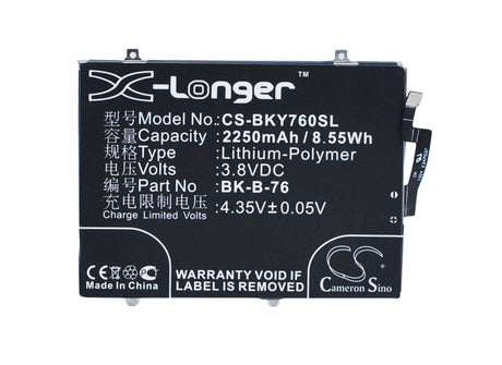 3.8V, Li-Polymer, 2250mAh, SmartPhone battery fits Bbk, Bk-b-76, Vivo Y27, 8.55Wh Mobile, SmartPhone Cameron Sino Technology Limited (Smartphone)