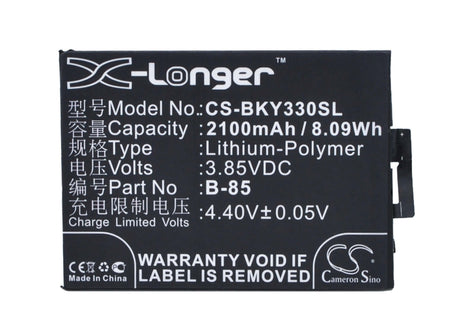 3.85V, Li-Polymer, 2100mAh, SmartPhone battery fits Bbk, B-85, Vivo Y33, Vivo Y33l, 8.09Wh Mobile, SmartPhone Cameron Sino Technology Limited (Smartphone)