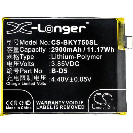 3.85V, Li-Polymer, 2900mAh, SmartPhone battery fits Vivo, Bbk, B-d5, Vivo Y75, Vivo Y75 Dual Sim, 11.17Wh Mobile, SmartPhone Cameron Sino Technology Limited (Smartphone)